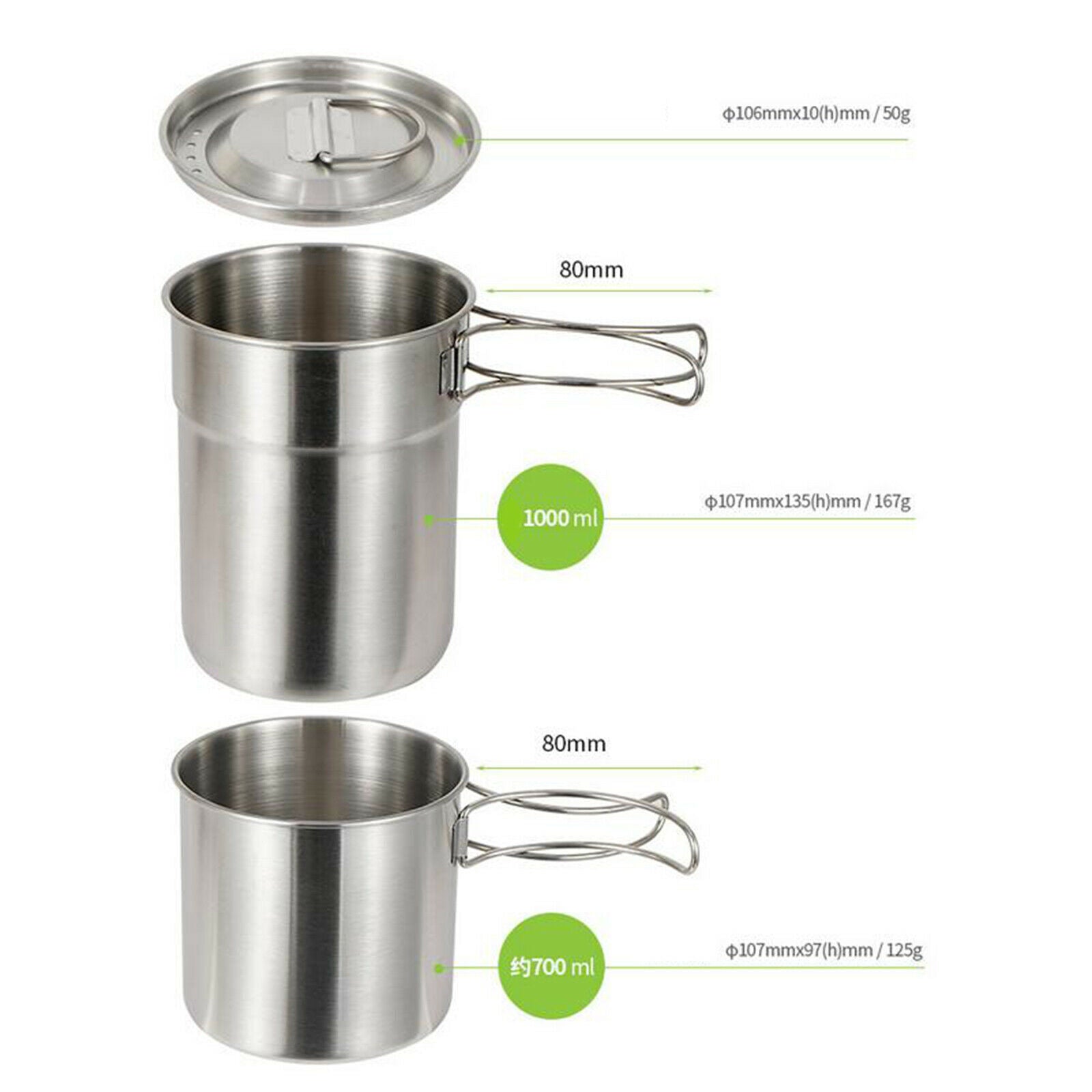 2x Camping Cup Kit Pot Cooking Bowl Hiking Adventure Outdoor Accessories