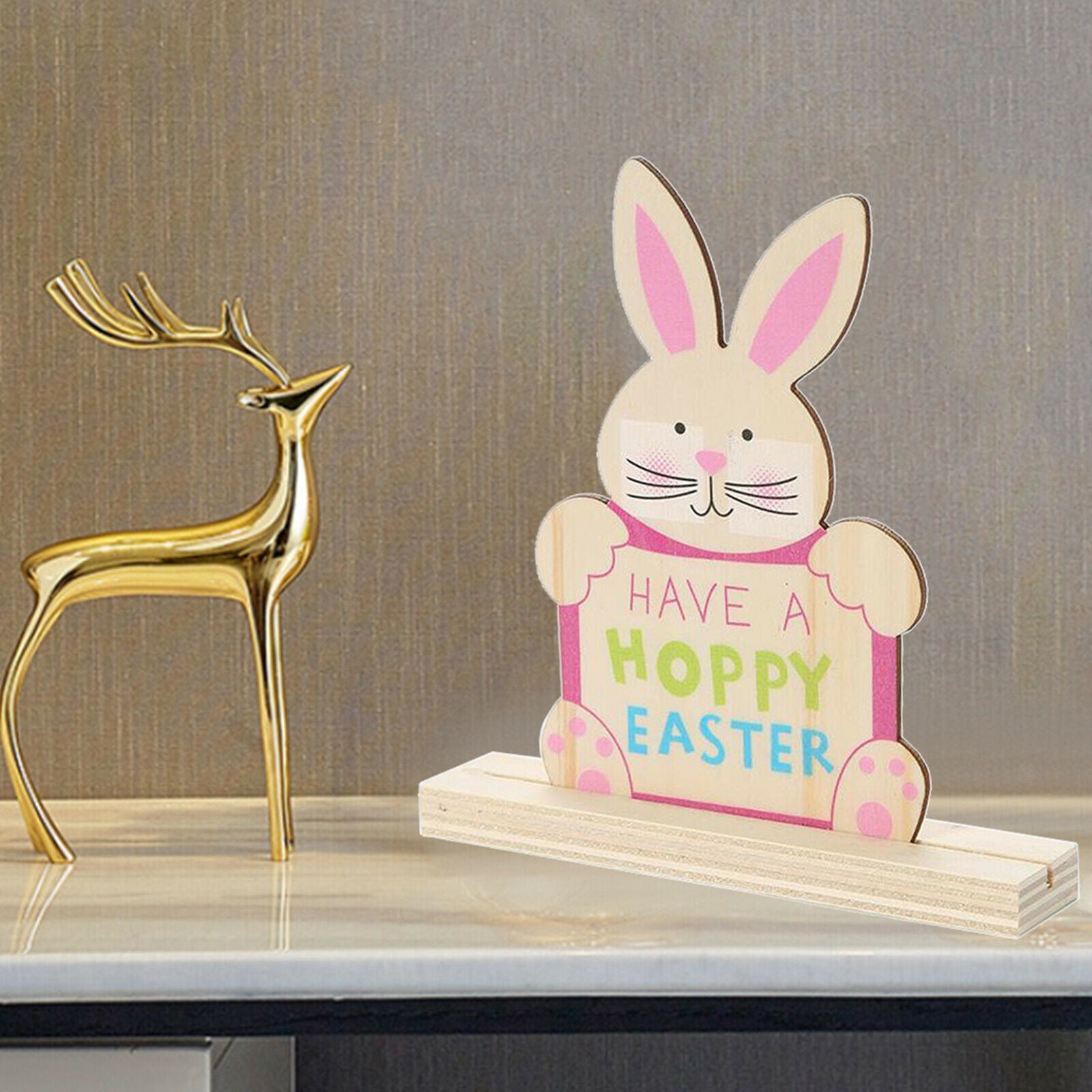 Cute Tabletop Wooden Easter Bunny Ornament Toys Gifts for Inside  Style 7