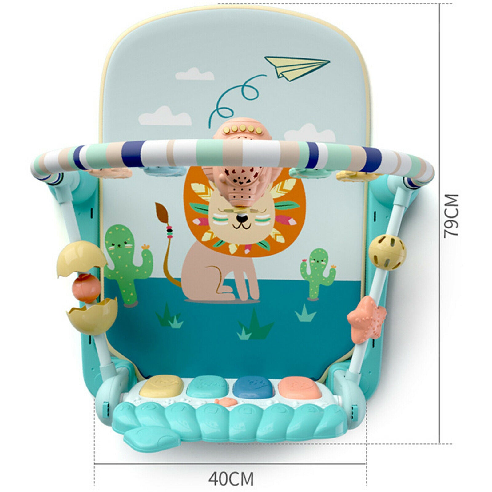 3 In 1 Baby Gym Play Mat with Piano Crawling Activity Center Fitness Carpet