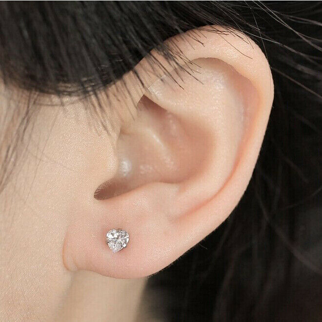 2pcs 16G Heart Crystal Ball Tragus Lip