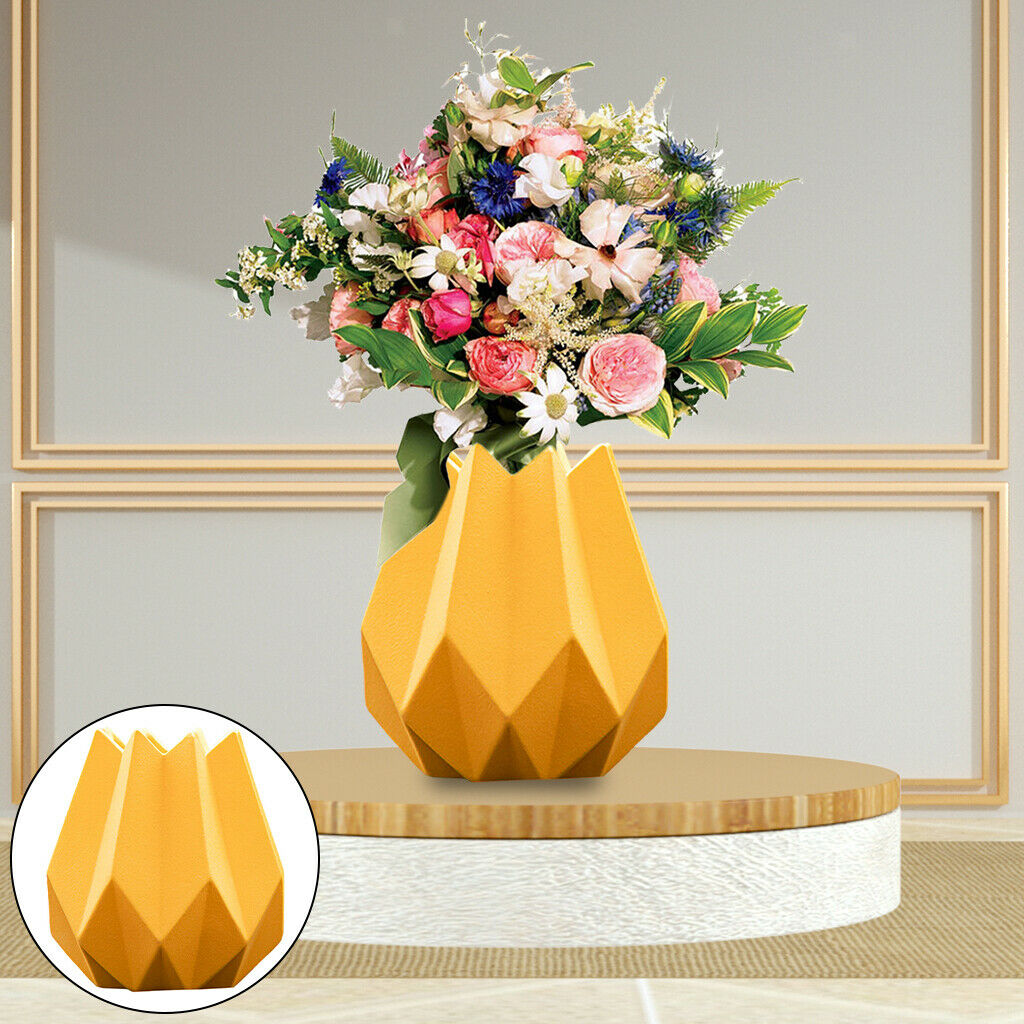 Imitation Origami Ceramic Flower Vase Furnishing Home Desktop Decor Yellow