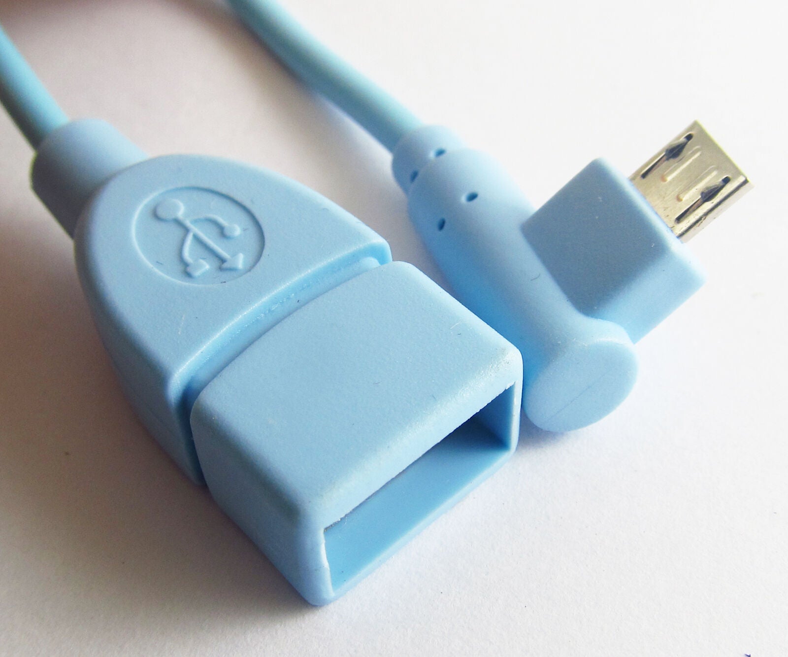 Light Blue Right angle USB 2.0 Female to Micro USB Male OTG Host Cable Adapter