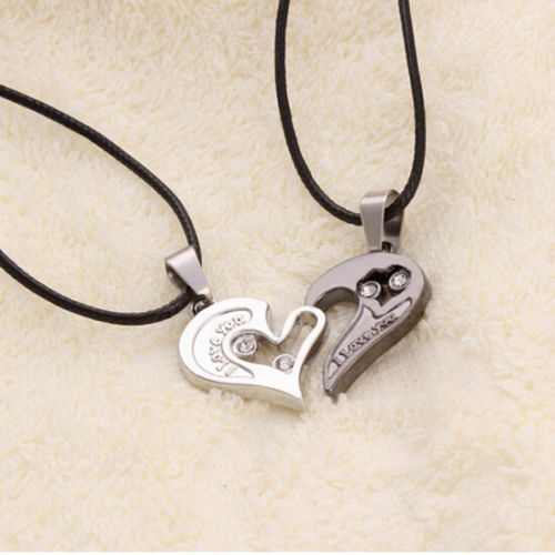 1Pc Men Women Lover Couple Necklace I Love You Heart Pendant Stainless Steel