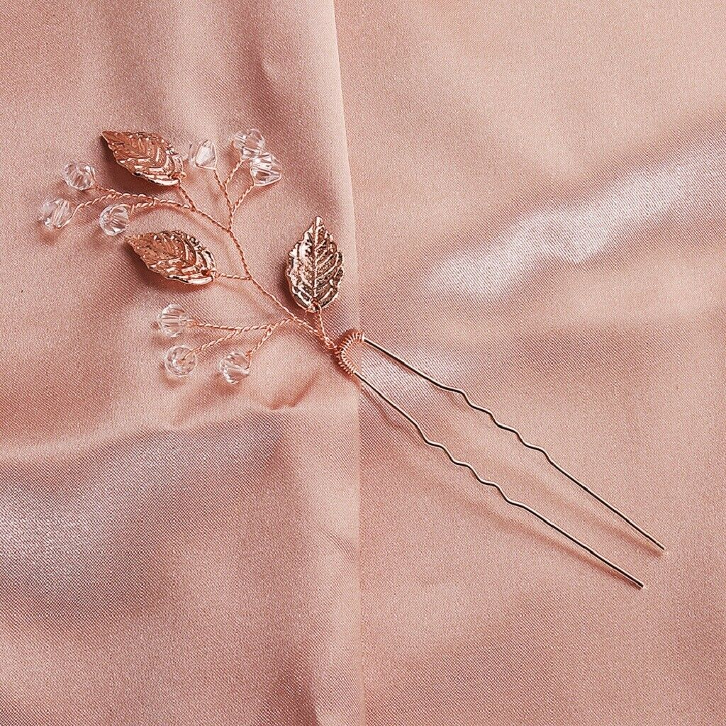 Crystal Leaf Hair Pin Tiara Bridal Princess Wedding Hair Clip Hair Accessory