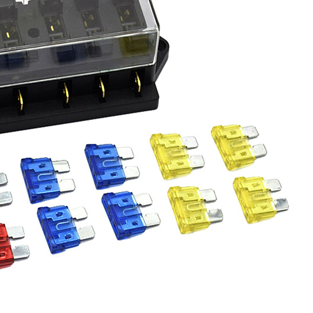 Automotive 6-Way Blade Fuse Box Holder 5A/10A/15A/20A Fuses for Yacht RV