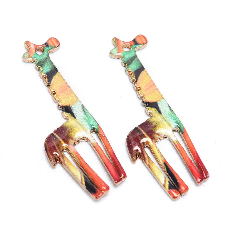 10Pcs Enamel Alloy Printing Animal Giraffe Charms Pendant Jewelry Craft Mak SJ