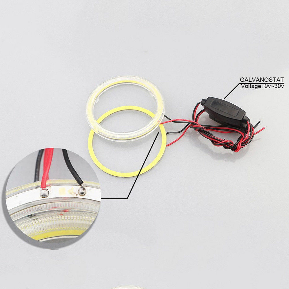60LED 70mm Universal Auto COB Angel Eyes Warning Headlight Halo Ring Drving Lamp