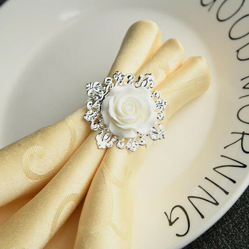 4Pcs/lot Wedding Rose Flower Napkin Buckle Napkin Rings Rose Flower Dinne.l8