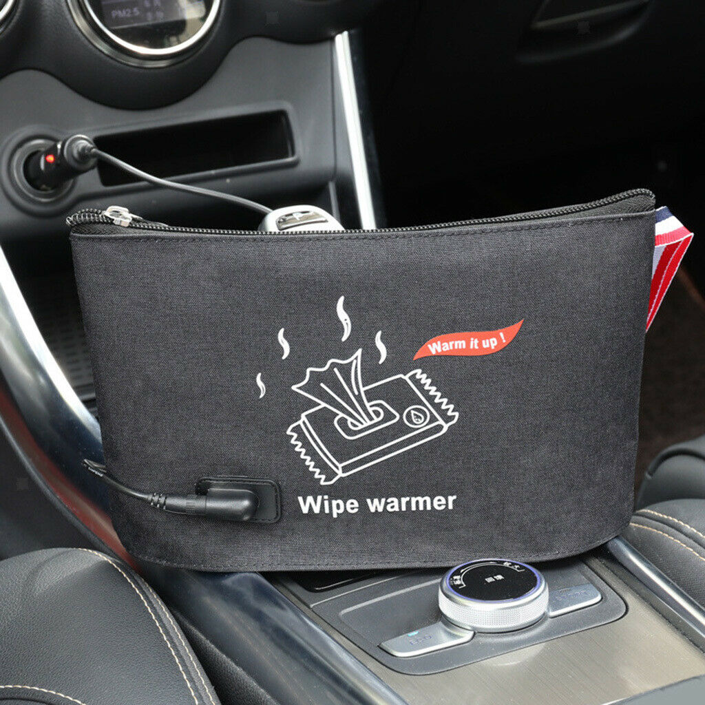 Car Vehicles Portable Baby Wipe Bags Napkin Thermostat Heating Holder Black