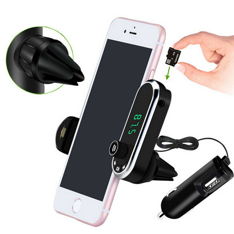 Car Bluetooth Hands-free MP3 WMA Player FM Transmitter with Mobile Phone Holder