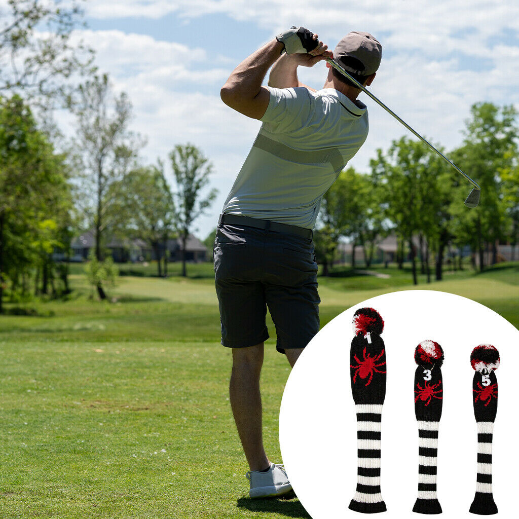 3x Wool Knit Golf Driver Fairway Wood Headcover Pom Head Covers Accessories