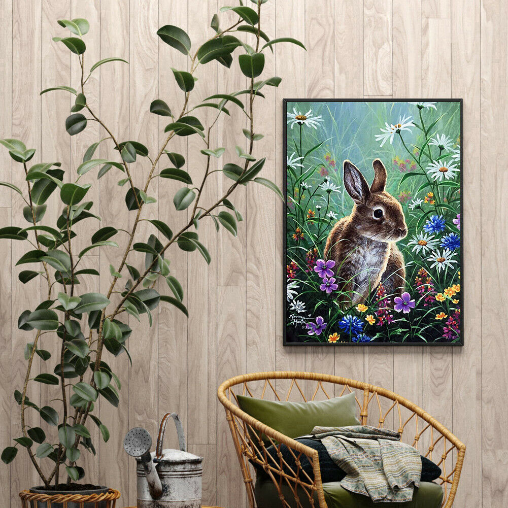 Rabbit 5D Full Round Drill Diamond Painting Crystal Mosaic Kits Wall Decor @