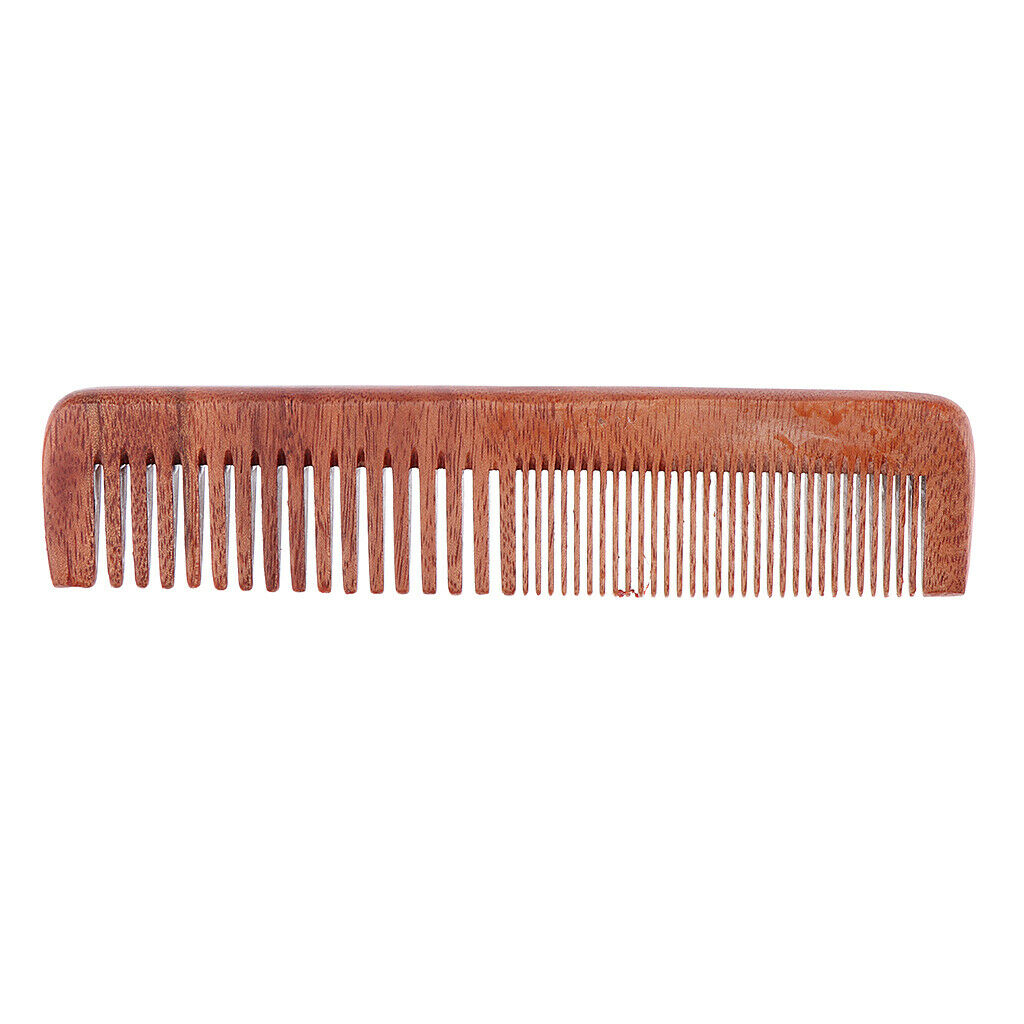 2pcs Premium Handmade Wide/Fine Teeth Wood Comb Pocket Hair Brush Men Gifts