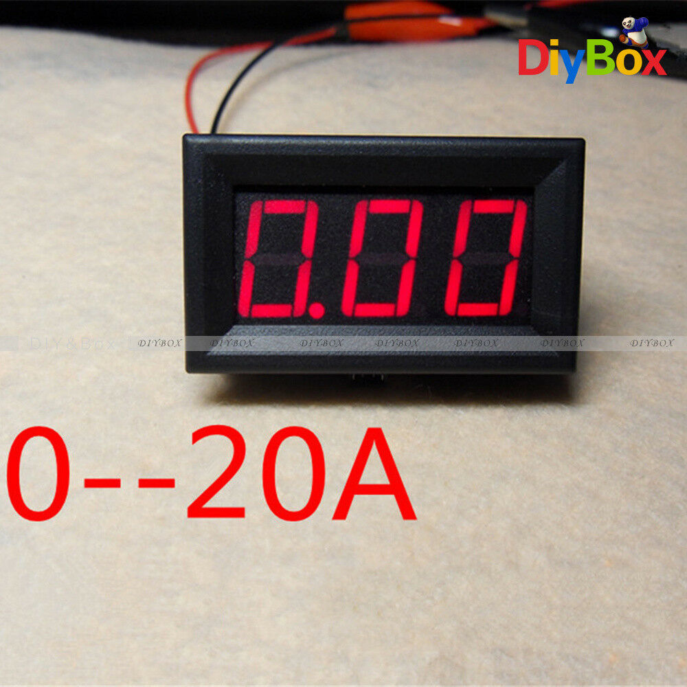 0-20A Digital Red LED Tube Panel Meter DC Mini Digital Ammeter