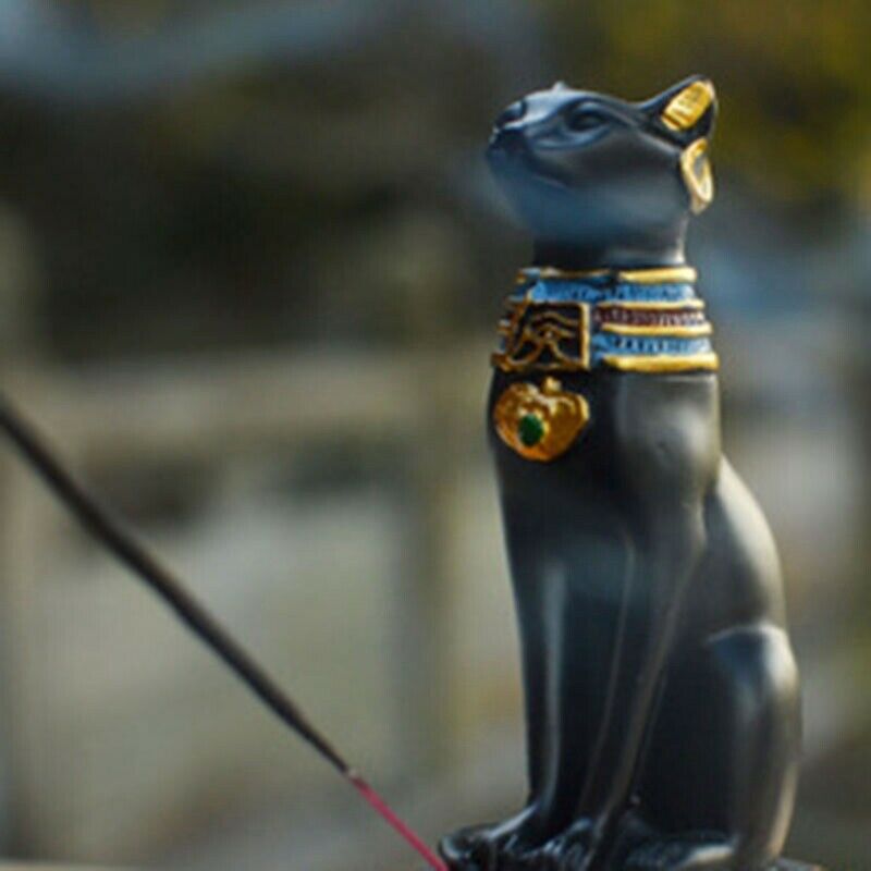 Retro Incense Burner Holder Home Decor Egypt Cat God Incense Stick Holder ArR8R8