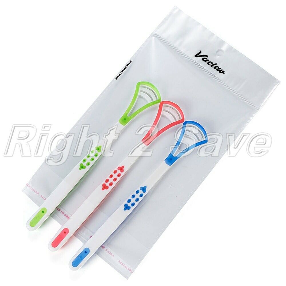 1X Double Head Plastic Tongue Cleaner Brush Scraper Deep Clean Oral Hygiene Care