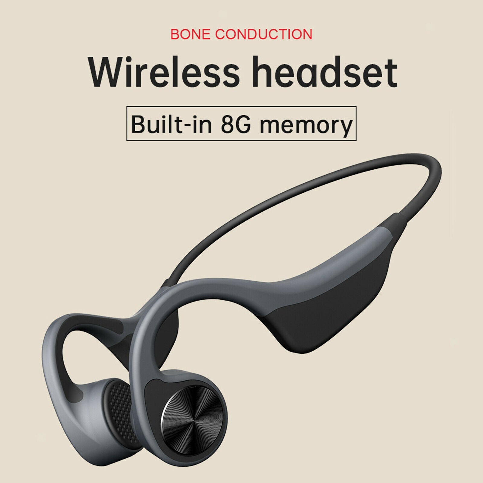 Wireless Headphones Bone Conduction Bluetooth Headset Open-Ear w/ Mic