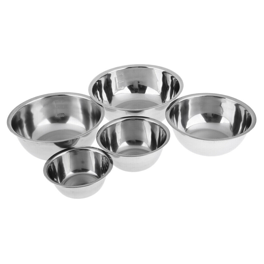 5 Pieces Camping Stainless Steel Mixing Bowl Outdoor Cookware Picnic Hiking