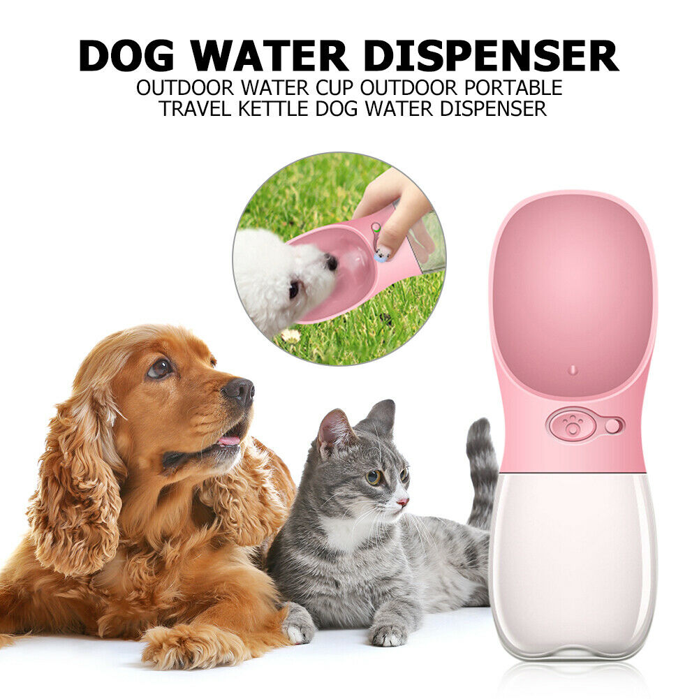 Pet Dog Cat Water Bottle Portable Travel Cups Outdoor Feeder Drinking Bowl @