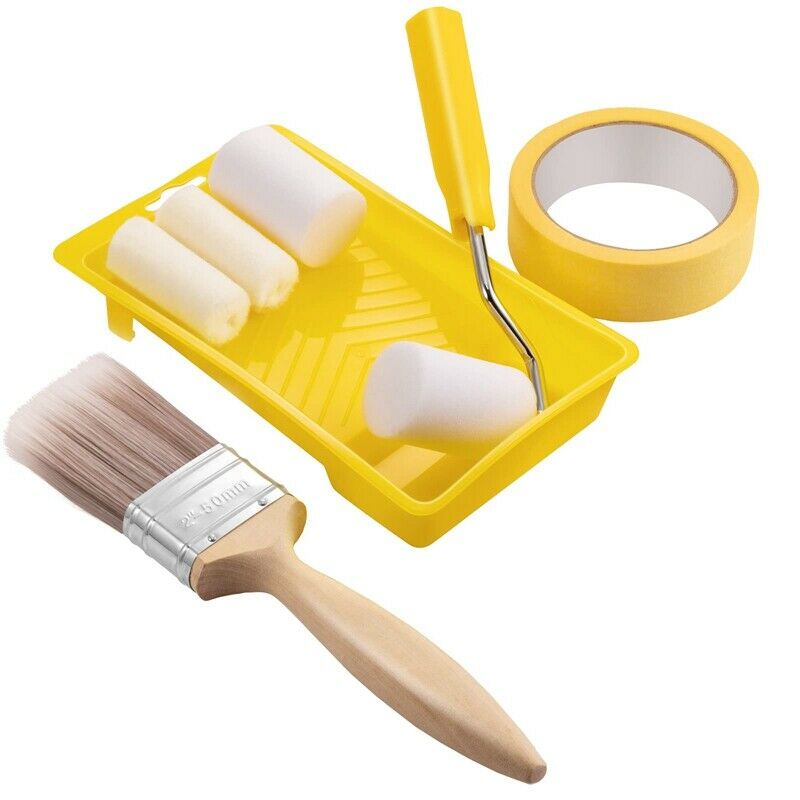 7Pcs Mini Foam Paint Roller Tray Set 2 Inch Small Roller Paint Brush Foam PainR3
