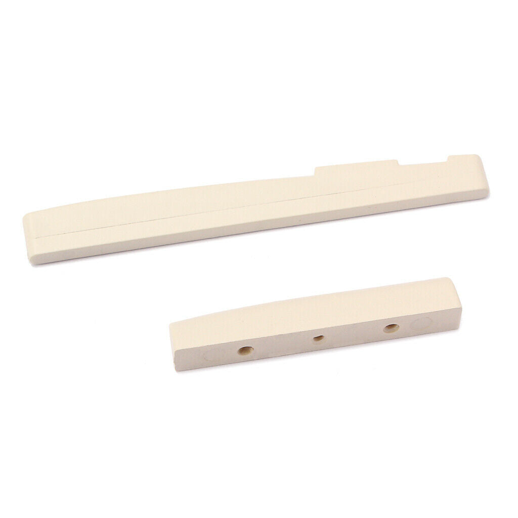 Set Nut And Saddle Bracket OS 6 Strings For Ukulele Acoustic Guitar - White