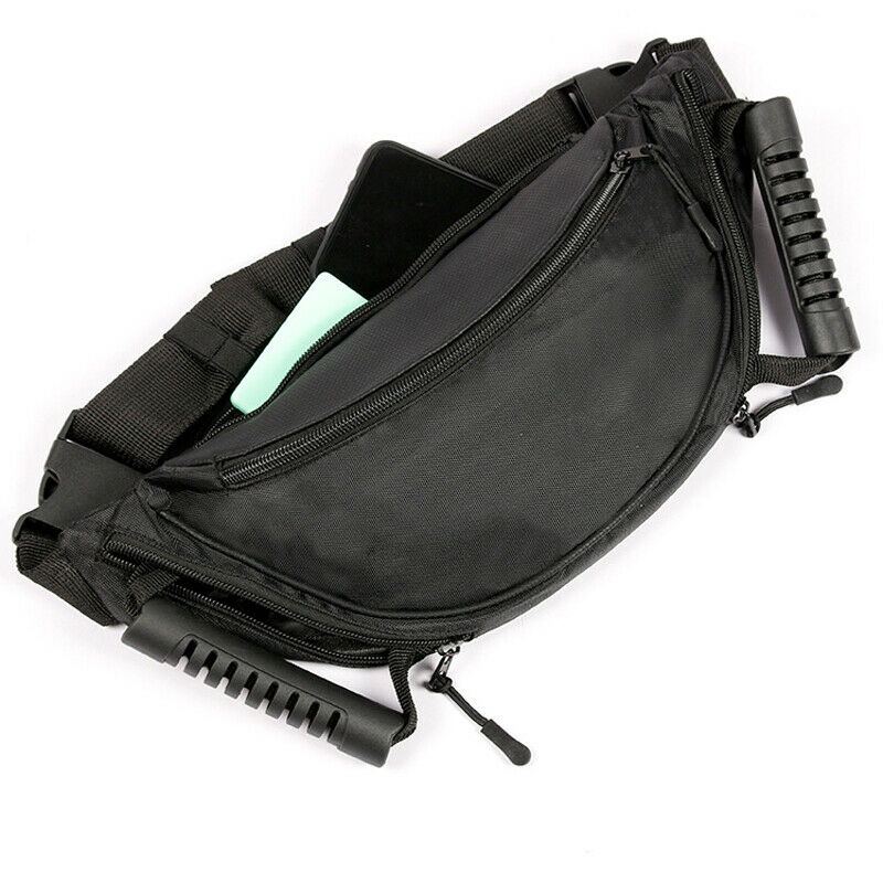 Motorcycle Dirt Bikes Riding Crossbody Bag with Back Seat Safety Handle Black