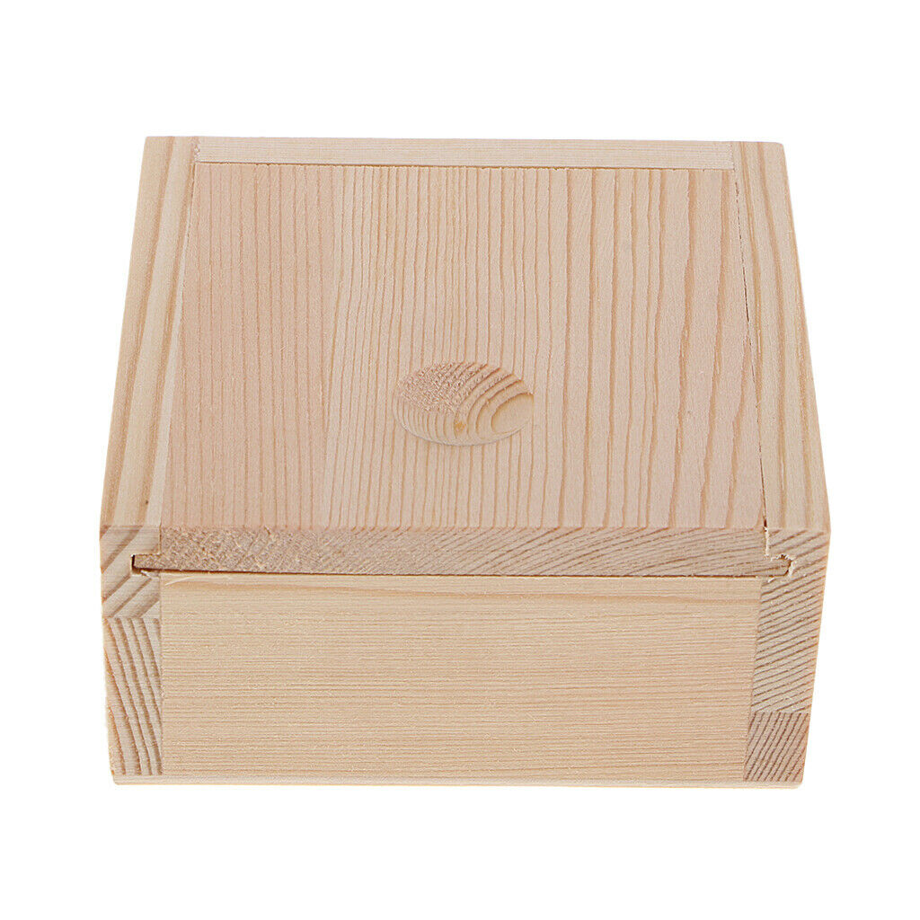 Unpainted Wood Tea Storage Box Wooden Case W/ Lid Office /Home Organizer