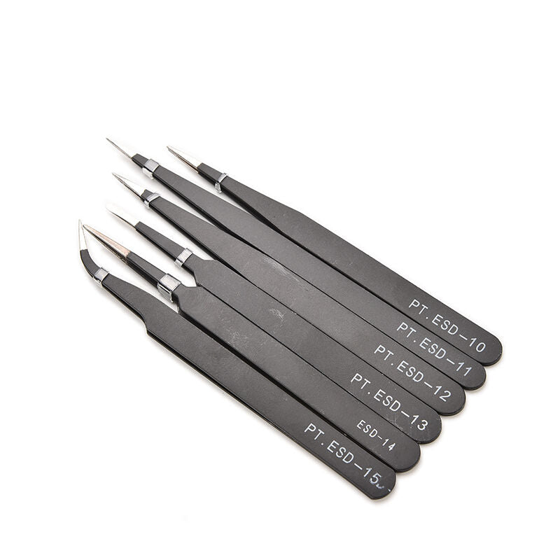6 pcs All Purpose Precision Tweezer Set Stainless Steel Anti Static Tool Kit  SJ