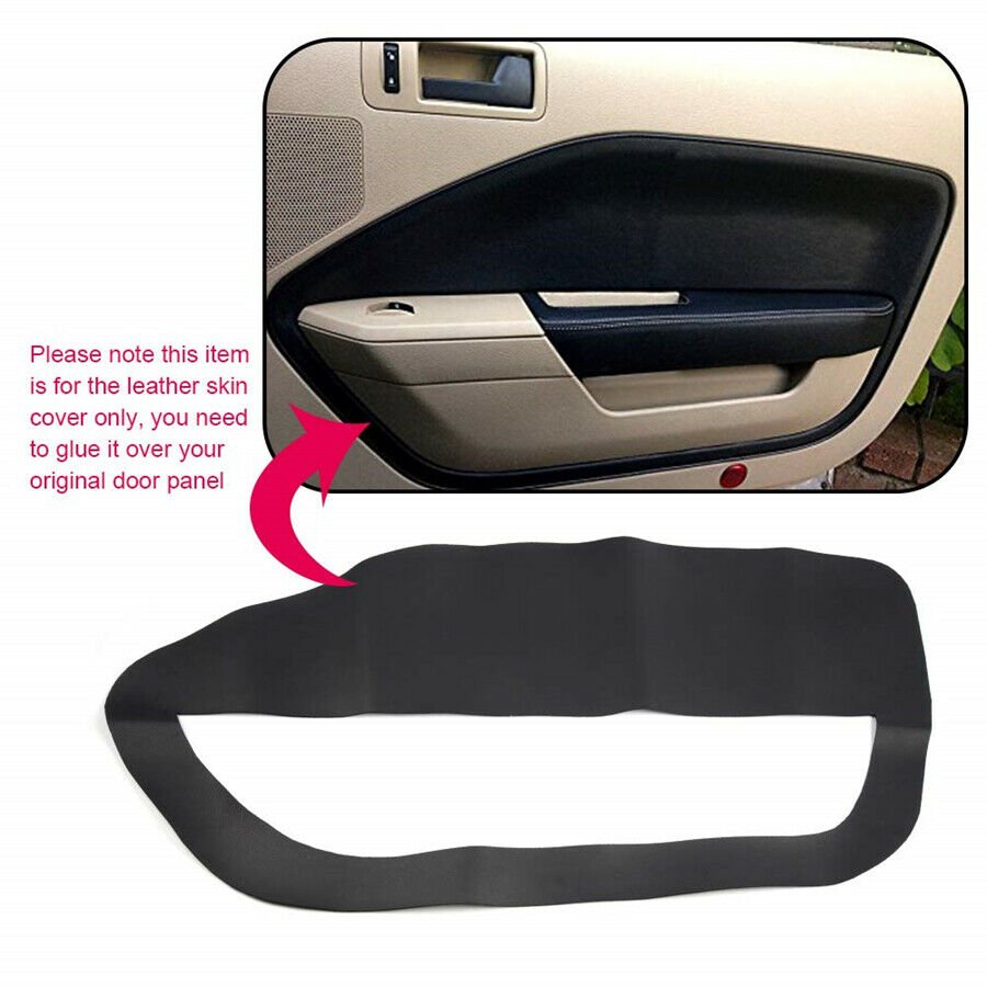 2PCS Leather Inner Door hand Panel Insert Cards Cover For Ford Mustang 2005-2009
