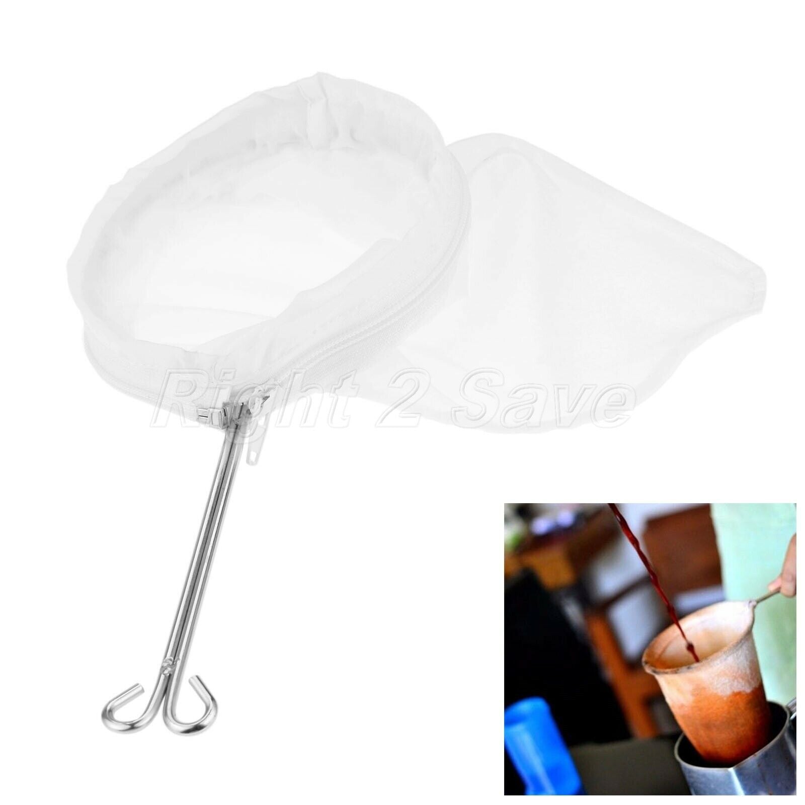 Tea Coffee Reusable Cotton Cloth Filter Strainer Bag with Stainless Steel Ring