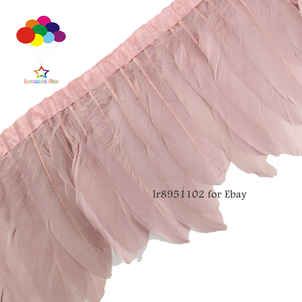 2 Meter/lot stained Pale Pink goose feathers ribbon 15-18 cm duck feather dance