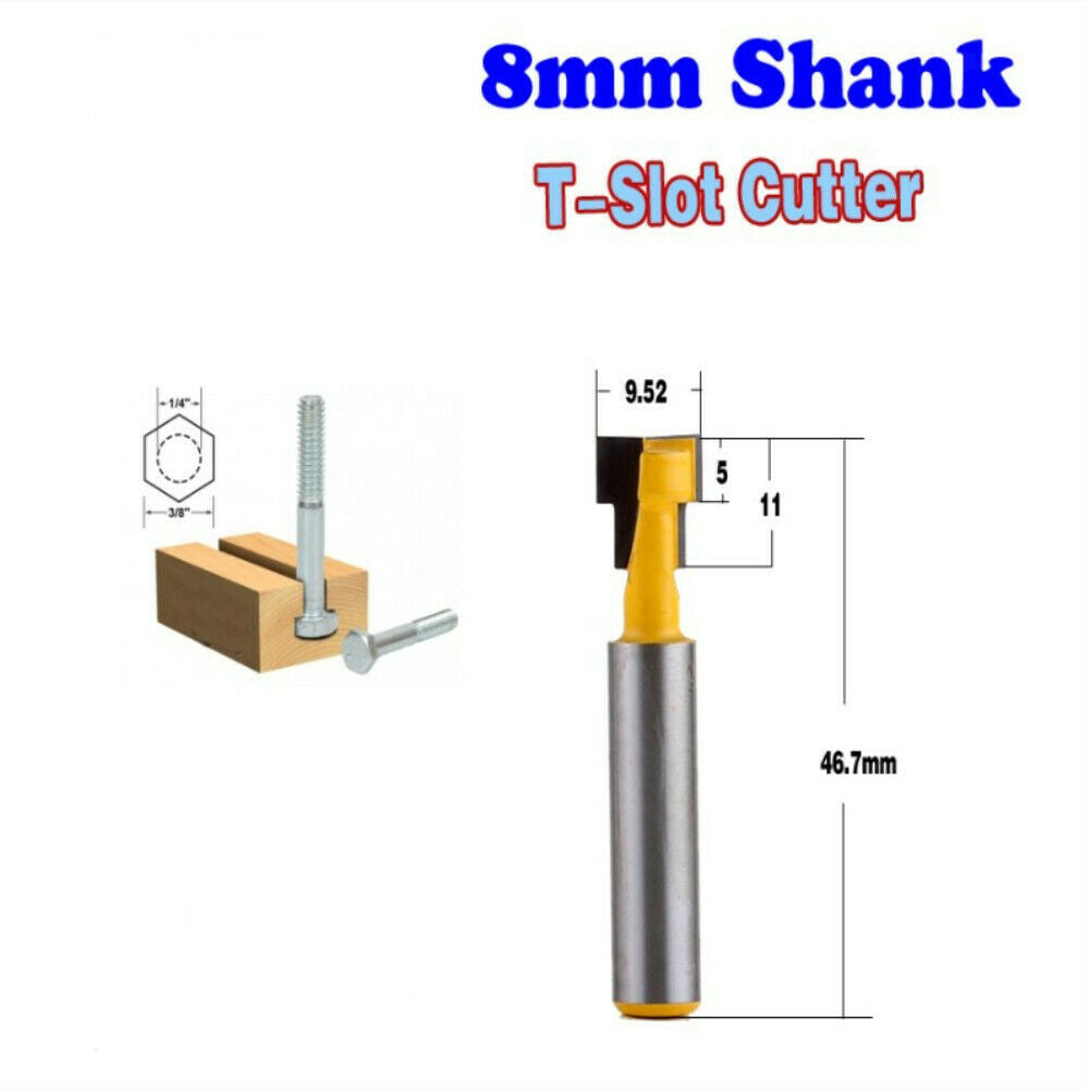 2Pcs Cutter Router Bit for 1/4" Hex  8mm Shank Grooving Milling Cutter