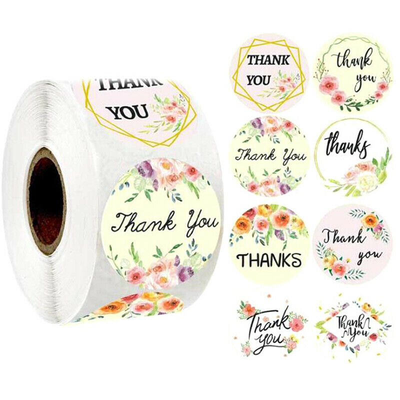 500pcs Round Floral Thank You Stickers 1inch Envelope Seal Stationery Sti.l8