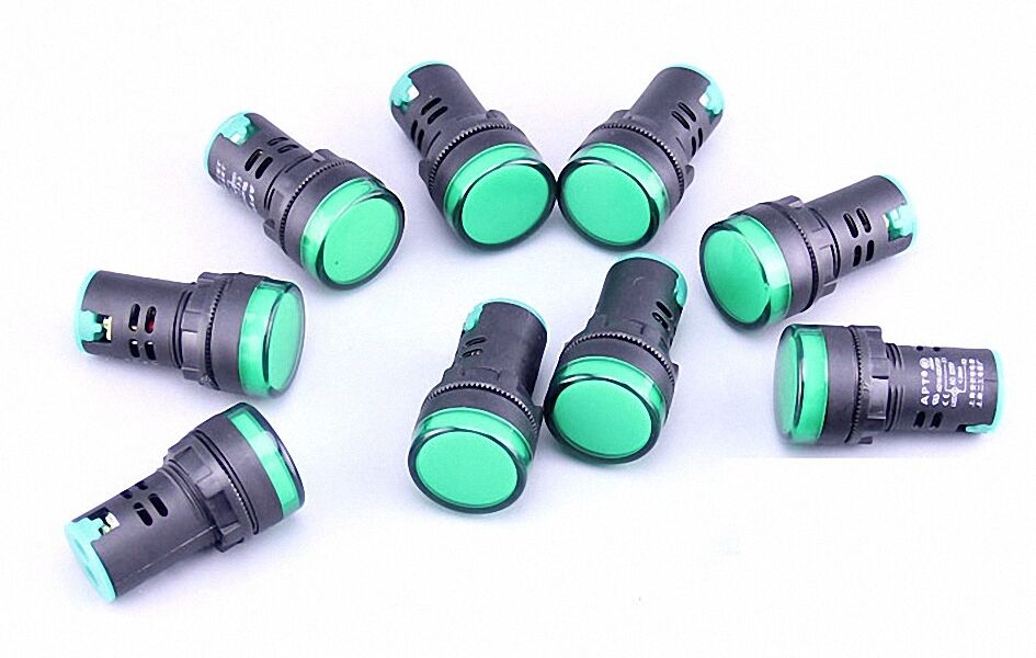 5pcs 220V 22mm Green LED Indicator Pilot Signal Light Lamp [M1]