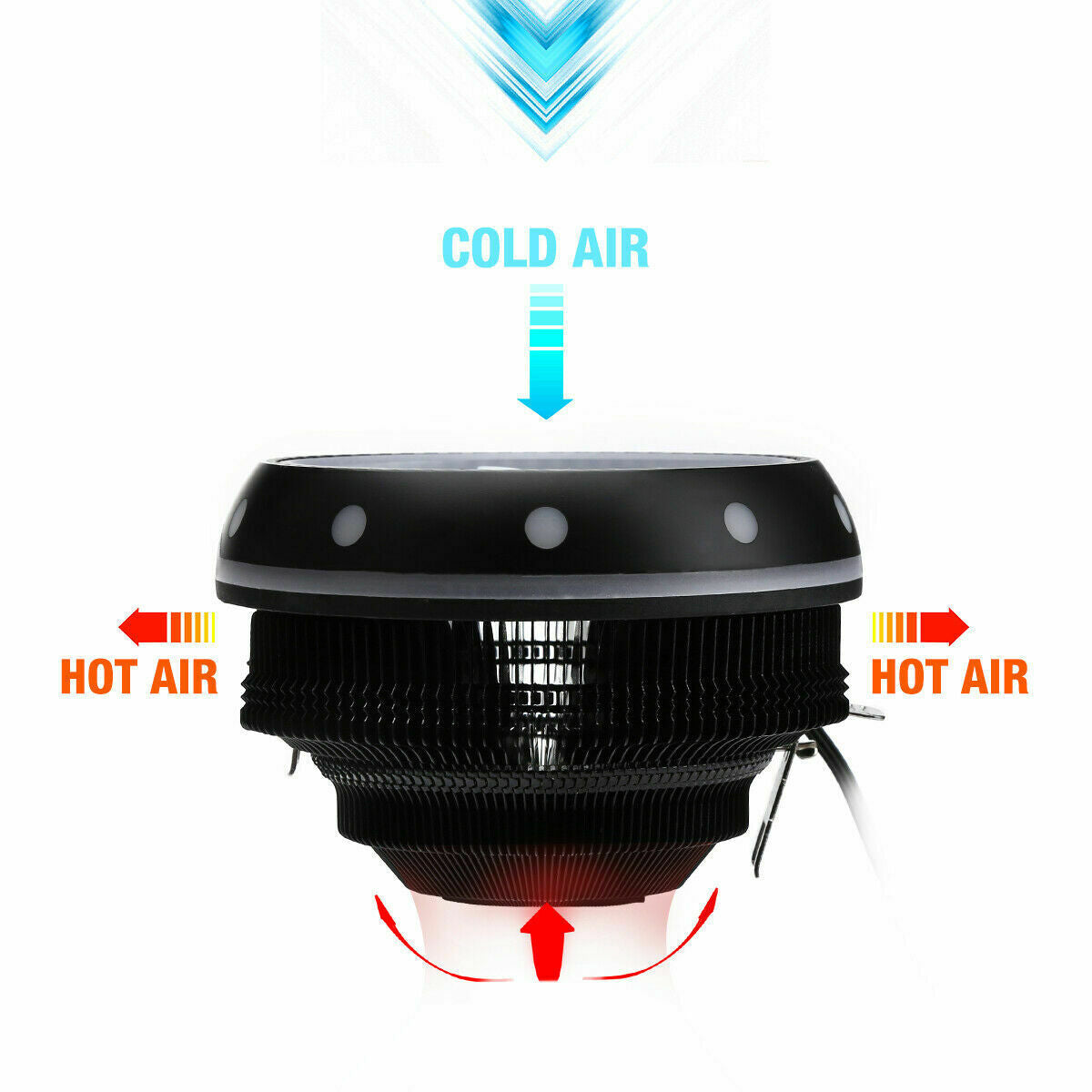 LED RGB CPU Cooler Fan Heatsink For Intel LGA 1156/1155/1151/1150 AMD AM4 / AM3+