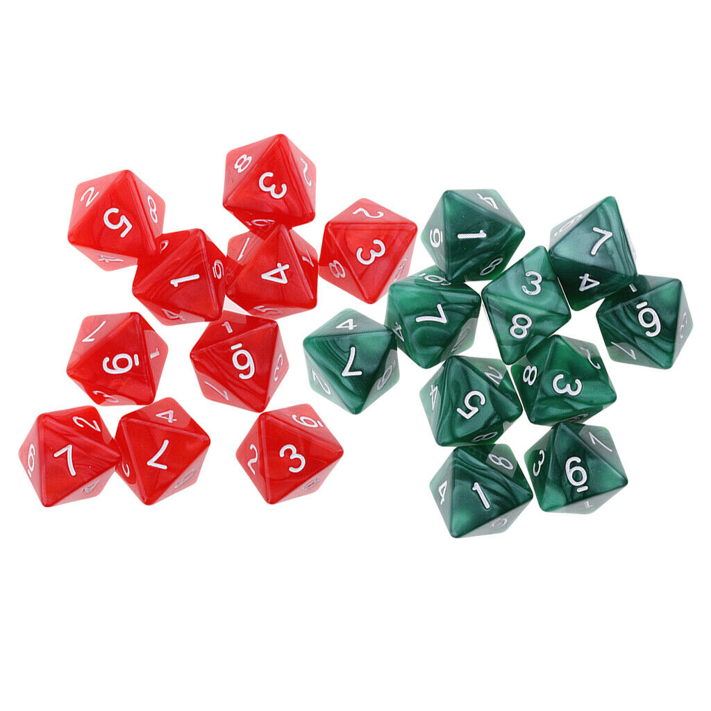 20pcs Acrylic 8-Sided Dices D8 Polyhedral Dies for D&D RPG Party Board Games