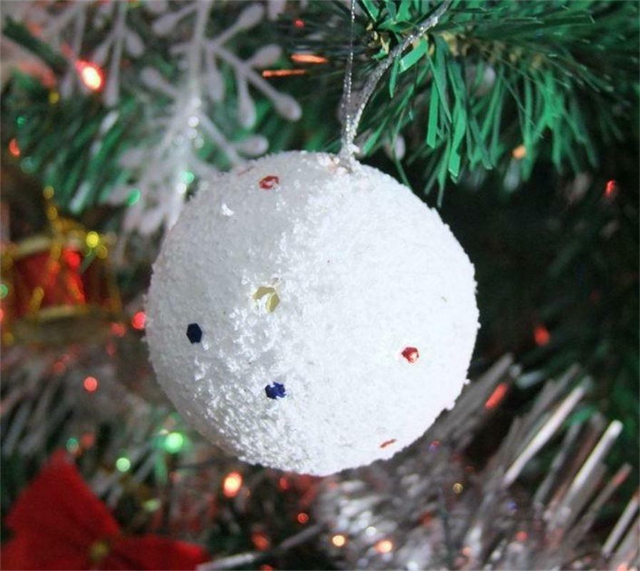 6X White Snowballs Ornaments Christmas Tree Hanging Holiday Party Home De.l8