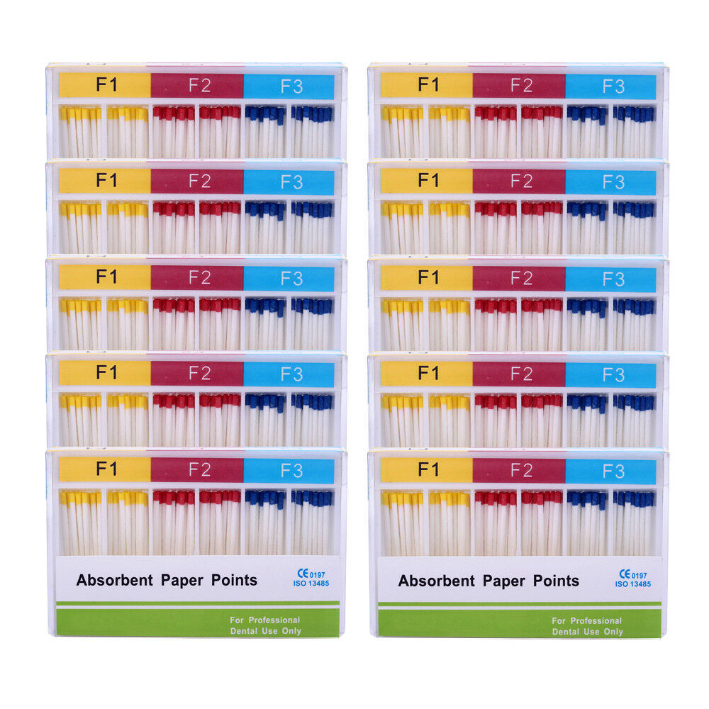 10X Dental Root Endodontic Absorbent Paper Points F1-F2-F3 for Dental Use