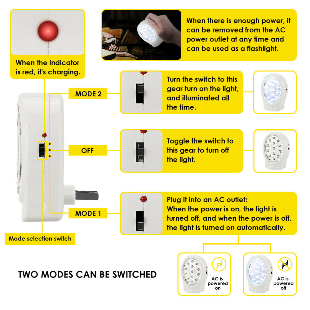 13 LED Rechargeable Home Emergency Lamp Automatic Power Failure Outage Light