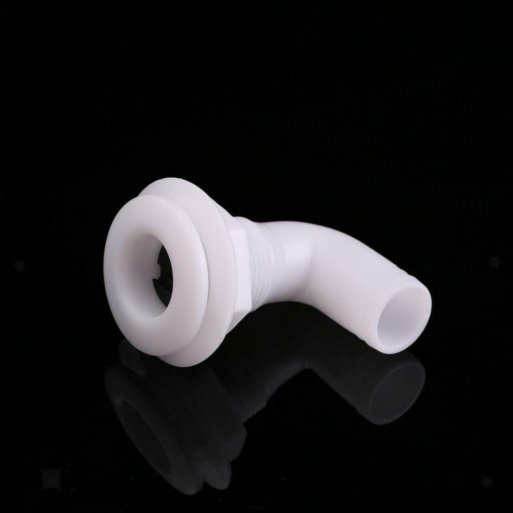 1" White Plastic Thru-Hull Bilge Pump Hose 90 Ddgree Fits for Boats