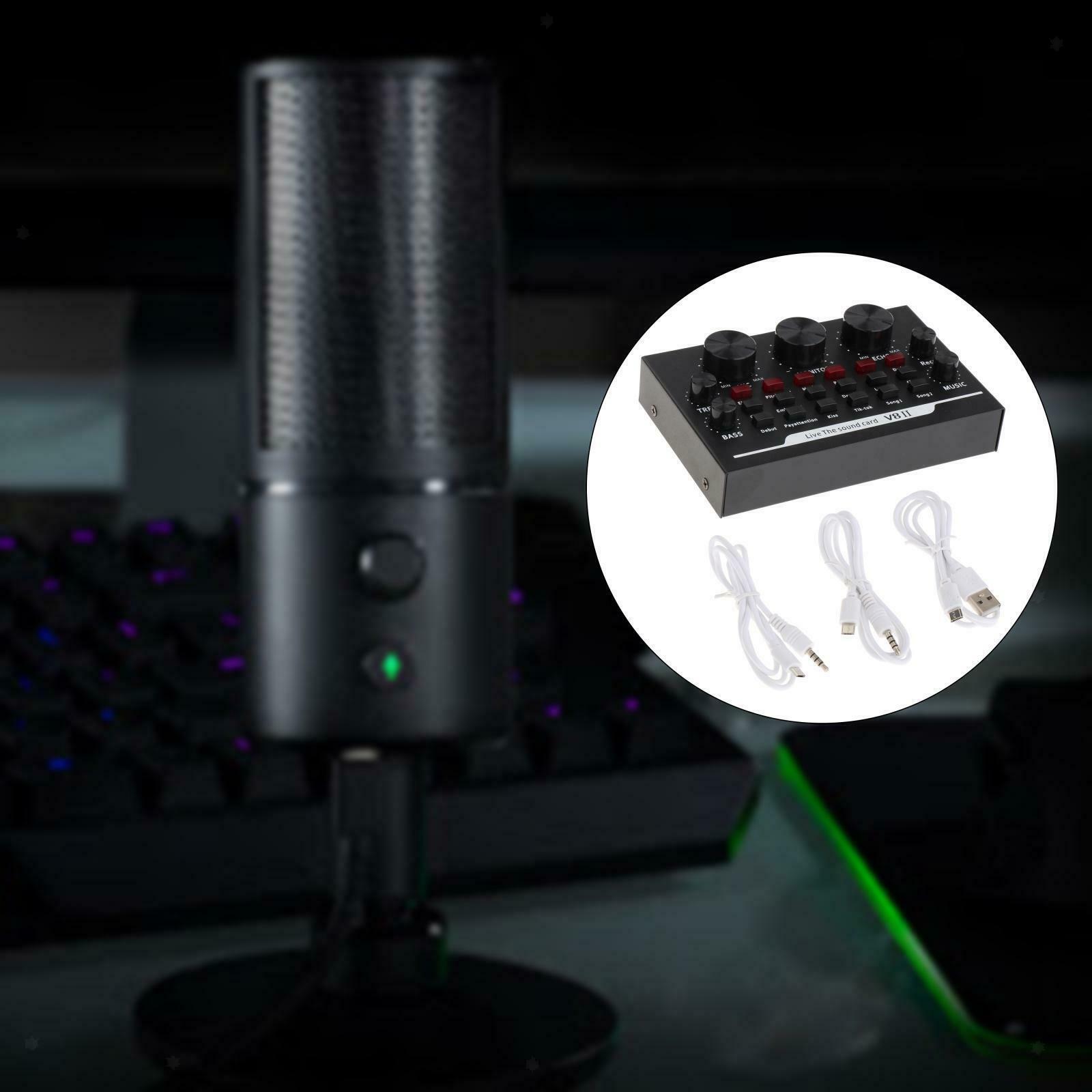 Mini Live Sound Card Audio Mixer with Sound Effects for Laptop Microphone