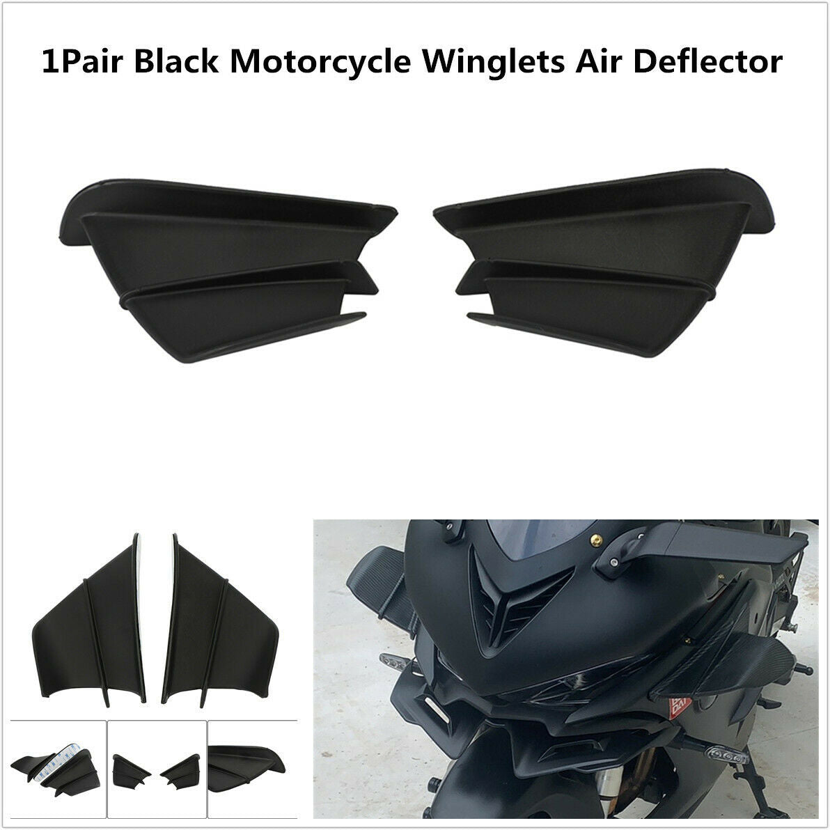 2PC Universal Motorcycle Side Winglets Wind Fin Spoiler Trim Cover Air Deflector