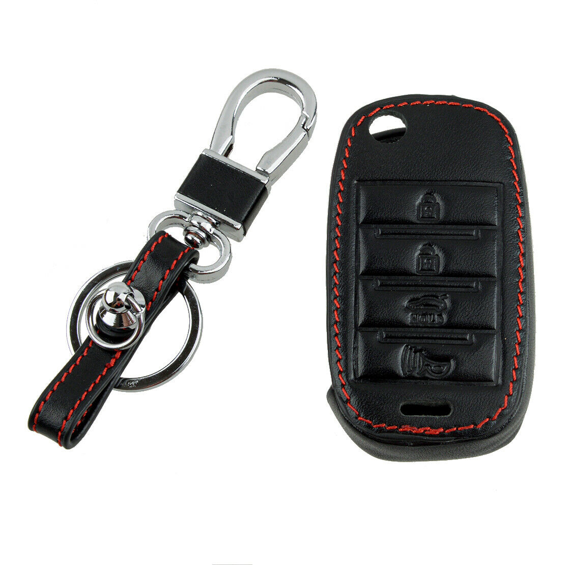 Black 4 Button Remote Key Chain Cover Case Fit For KIA Forte 2012-2017 Rio 14-15