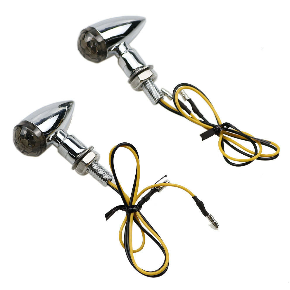 Chrome+Smoke Lens Mini Bullet Turn Signal Indicator Light For Cafe Racer Cruiser
