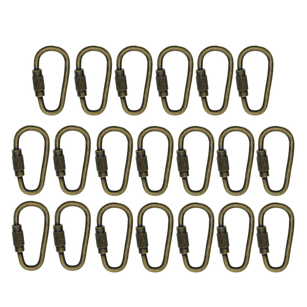 20pcs Steel Camping Screw Lock Screw Buckle Carabiner Quick Open Key Chain