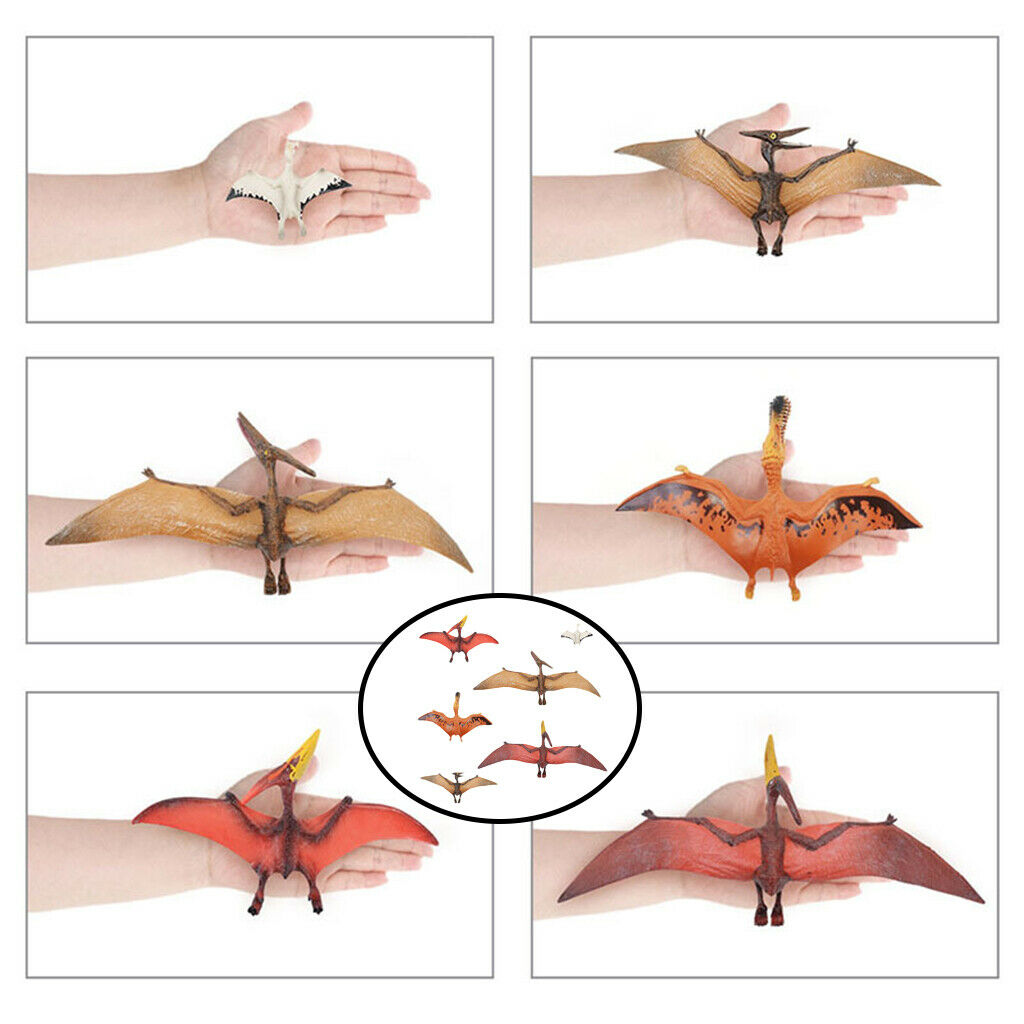 6x Vivid Dinosaur PVC Pterosaur Figures Toys Education Jungle Decoration