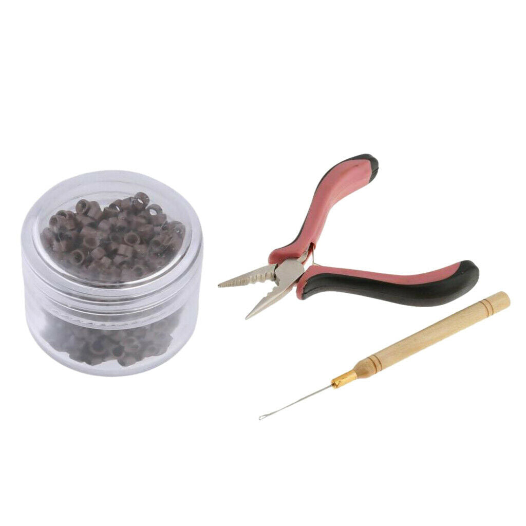 500pcs 5mm Silicone Lined Micro Nano Rings with Hook Clamp Tool Kit