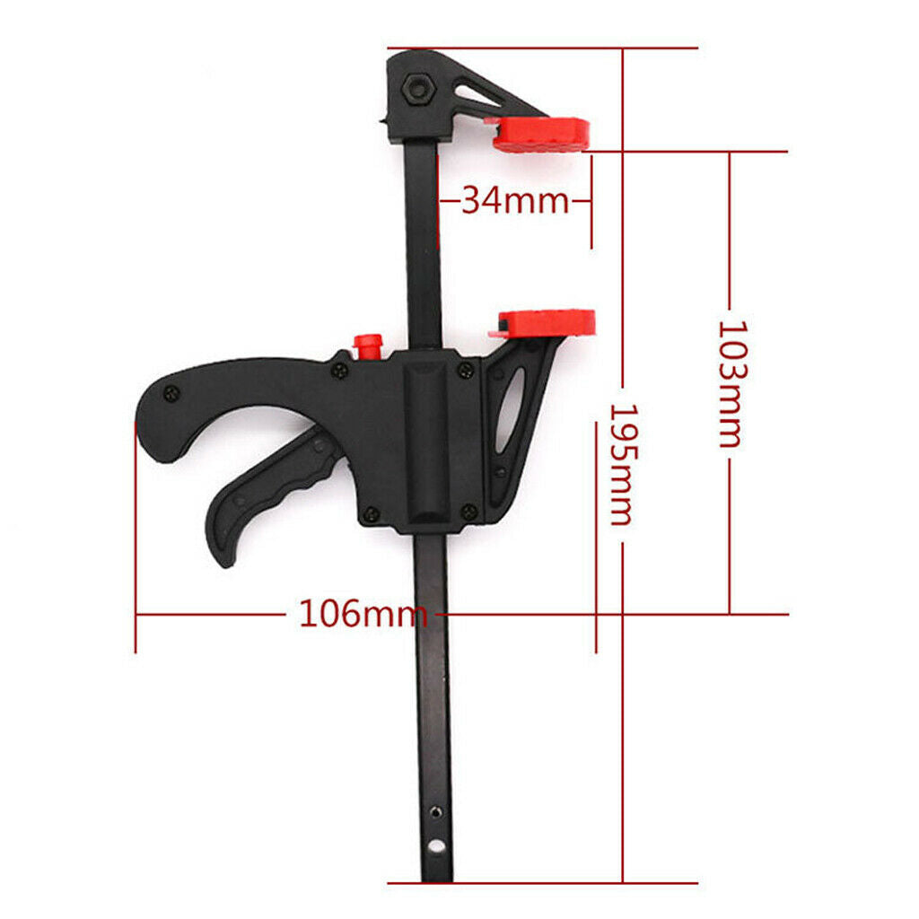 5x Black 10cm Wood Bar Clamp Quick Grip Ratchet Release Squeeze Clamps
