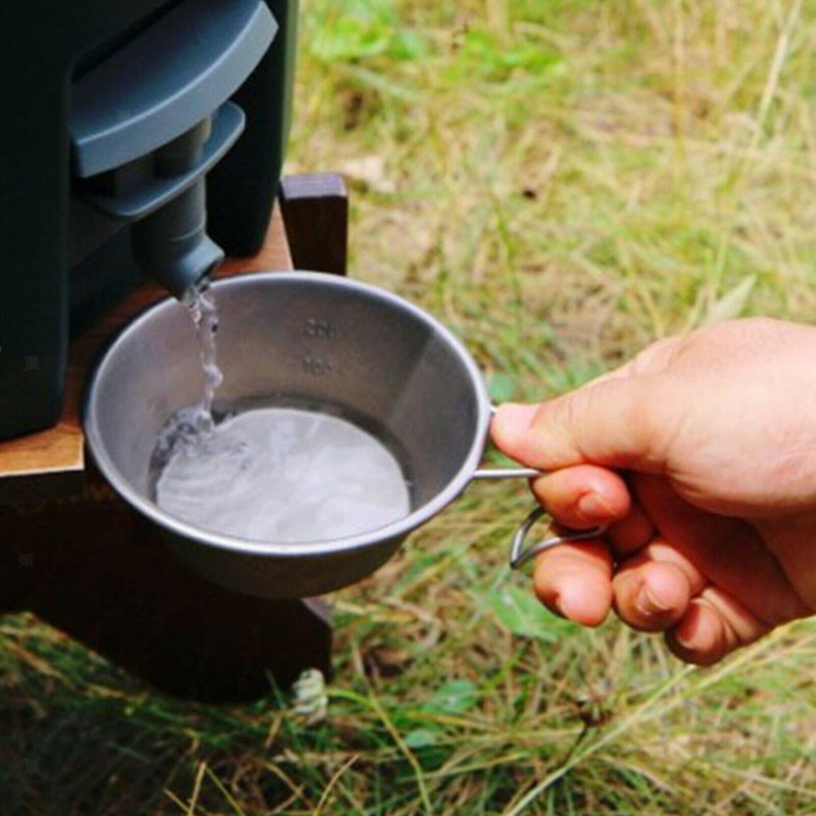Camping Water Bucket Stand Beer Pail Holder Cooling Box Hiking Folding Stool