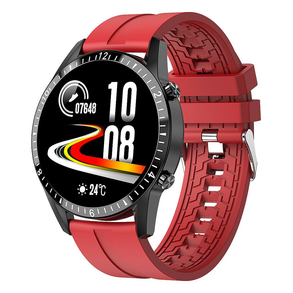New i9 Smart Watch Heart Rate Blood Oxygen Monitor  Red silicone Band